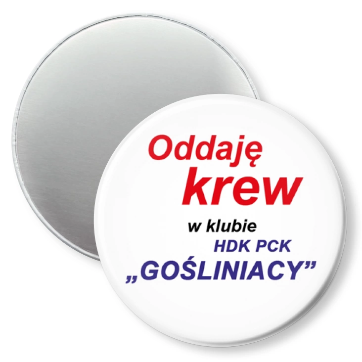 przypinka magnes Oddaję krew w HDK PCK Gośliniacy