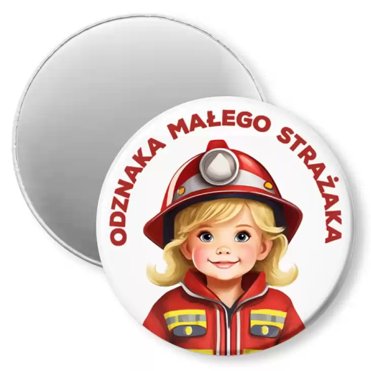 przypinka magnes Odznaka Małego Strażaka dziewczynka strażak