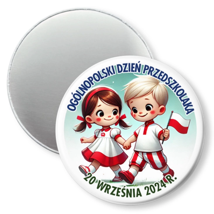 przypinka magnes Ogólnopolski Dzien Przedszkolaka z choragiewką