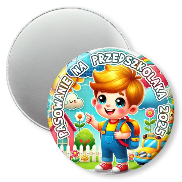 przypinka magnes Pasowanie na przedszkolaka chlopiec
