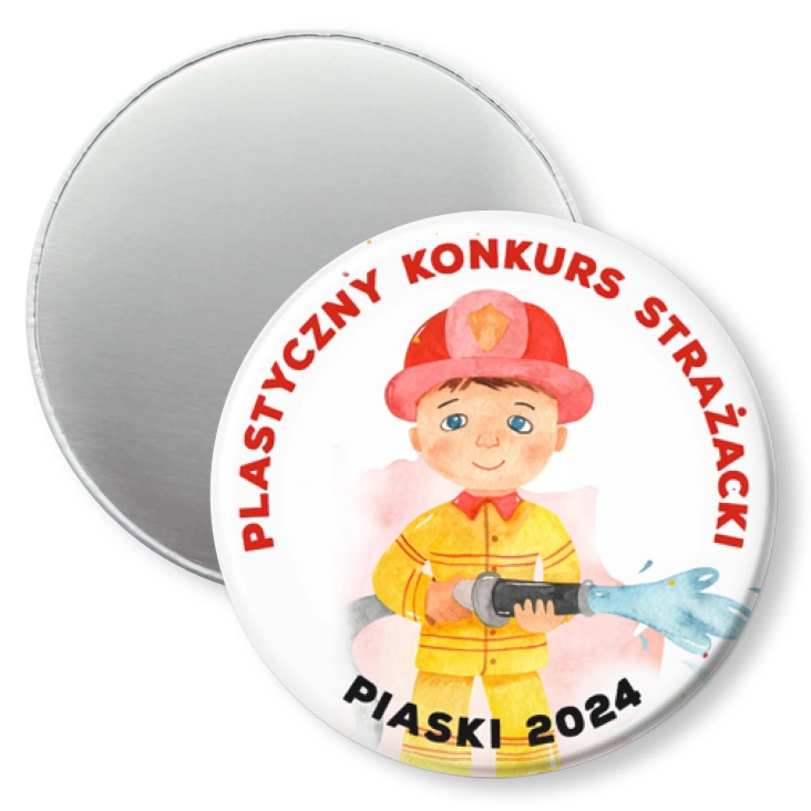 przypinka magnes Plastyczny Konkurs Strażacki Piaski 2024
