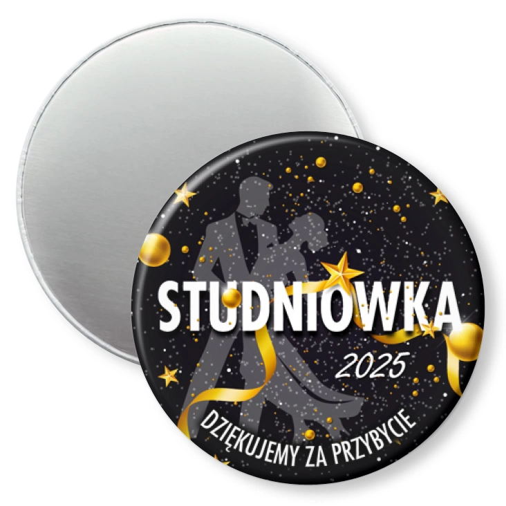 przypinka magnes Podziękowanie dla gości Studniówka para tańcząca wśród gwiazd