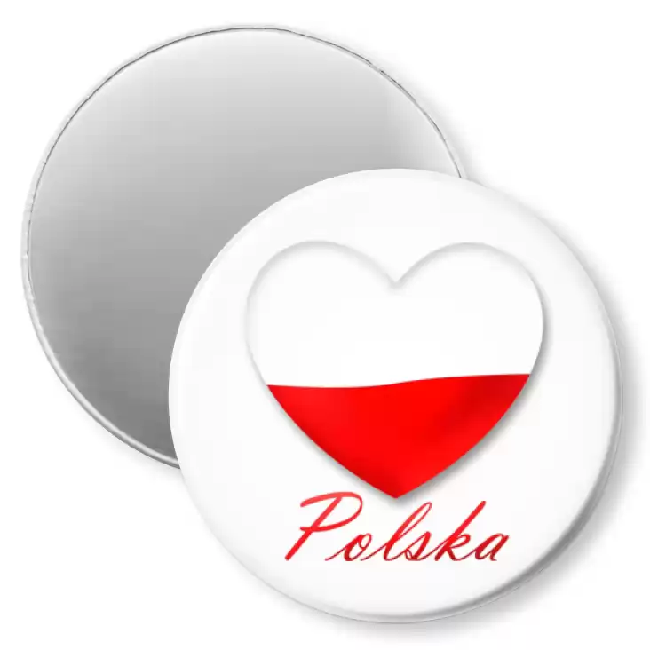 przypinka magnes Polska biało-czerwone serce
