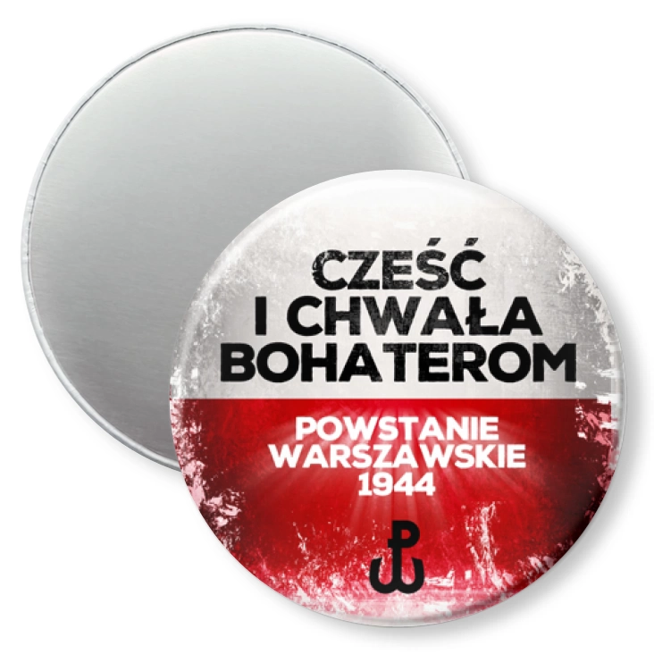 przypinka magnes Powstanie Warszawskie Cześć i Chwała Bohaterom