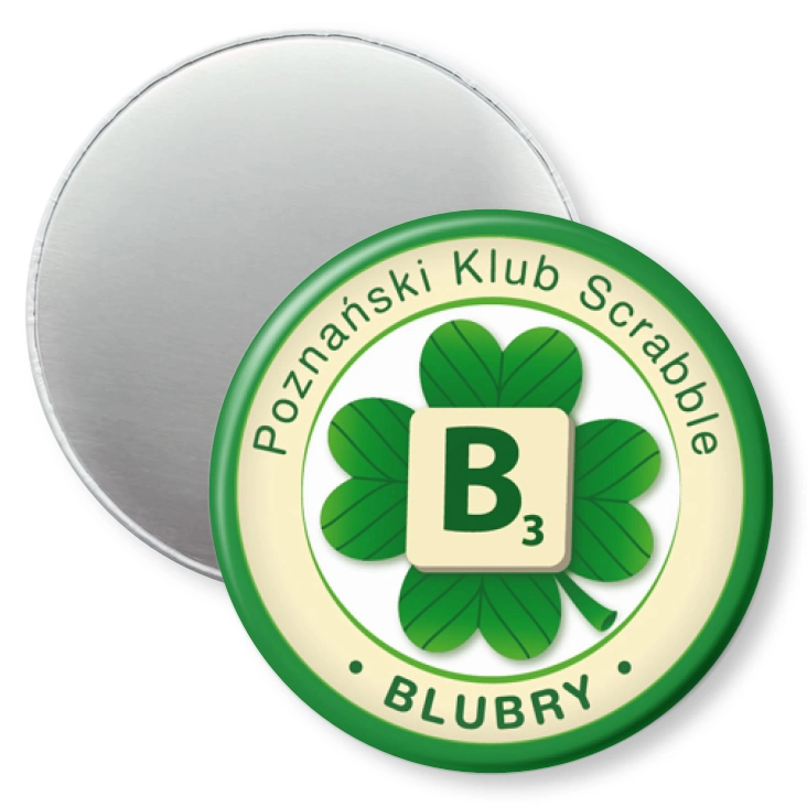 przypinka magnes Poznański Klub Scrabble Blubry