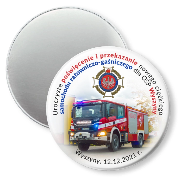 przypinka magnes Przekazanie samochodu ratowniczo-gaśniczego dla OSP Wyszyny