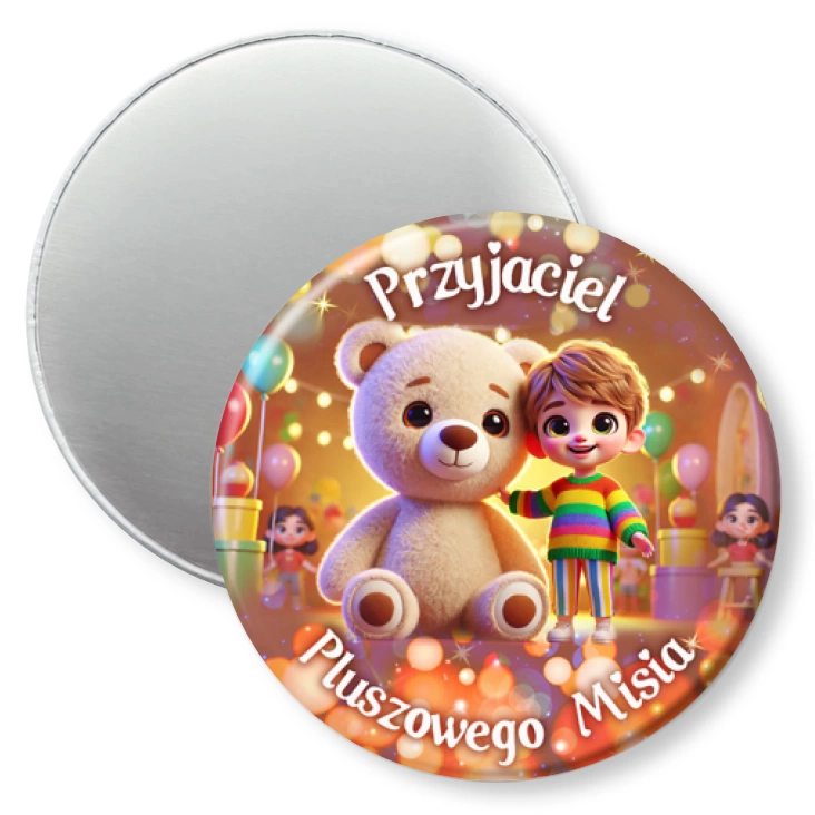 przypinka magnes Przyjaciel pluszowego misia dziecko z misiem