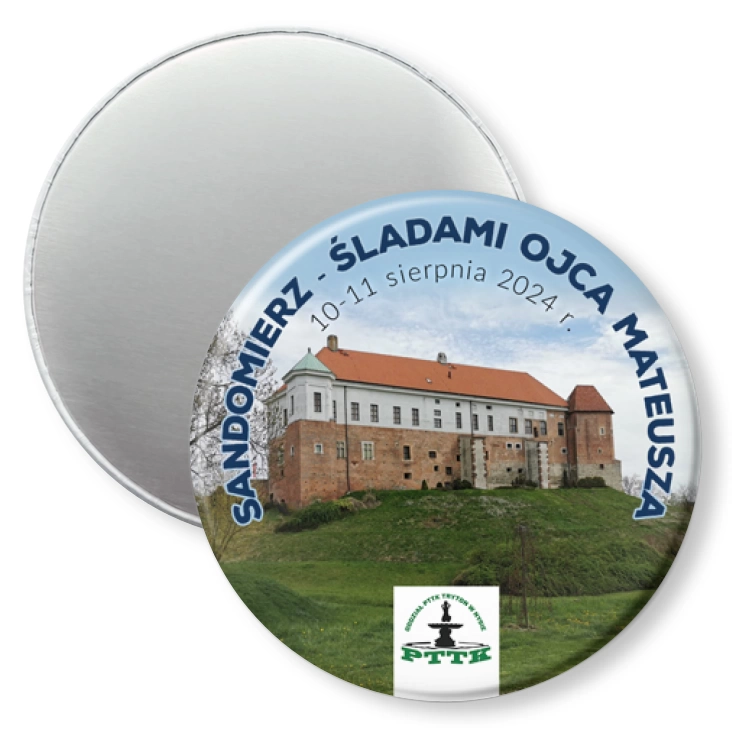 przypinka magnes Rajd Sandomierz - śladami ojca Mateusza