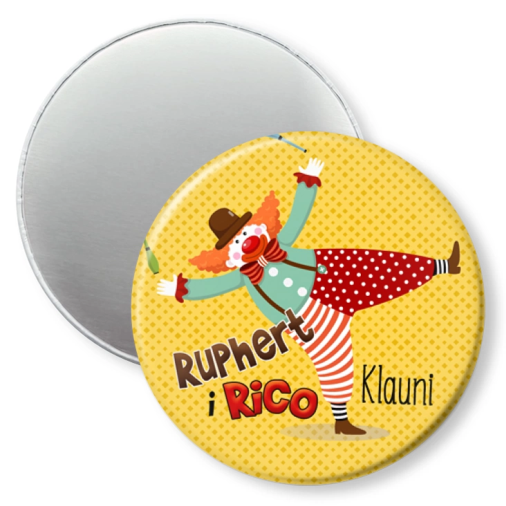 przypinka magnes Ruphert i Rico Klauni retro