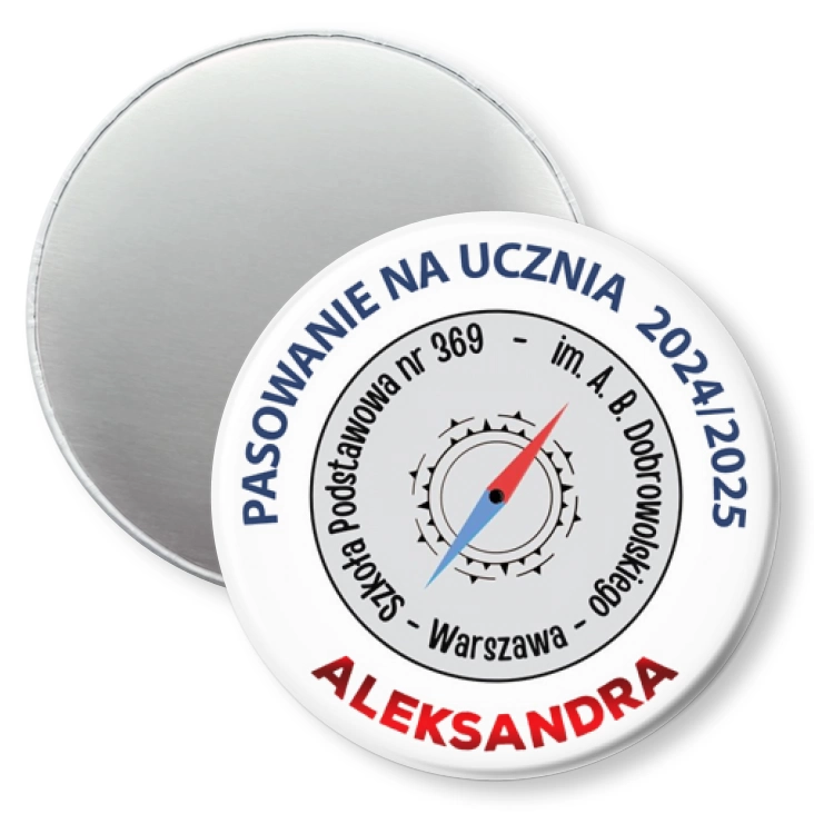 przypinka magnes SP 369 Warszawa Pasowanie na Ucznia
