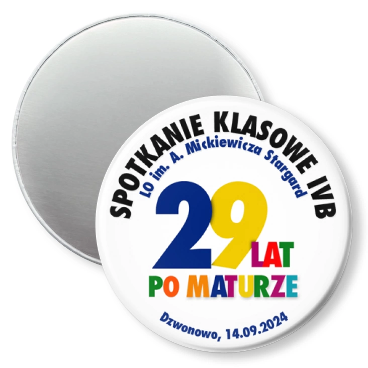 przypinka magnes Spotkanie klasowe IVB LO Stargard
