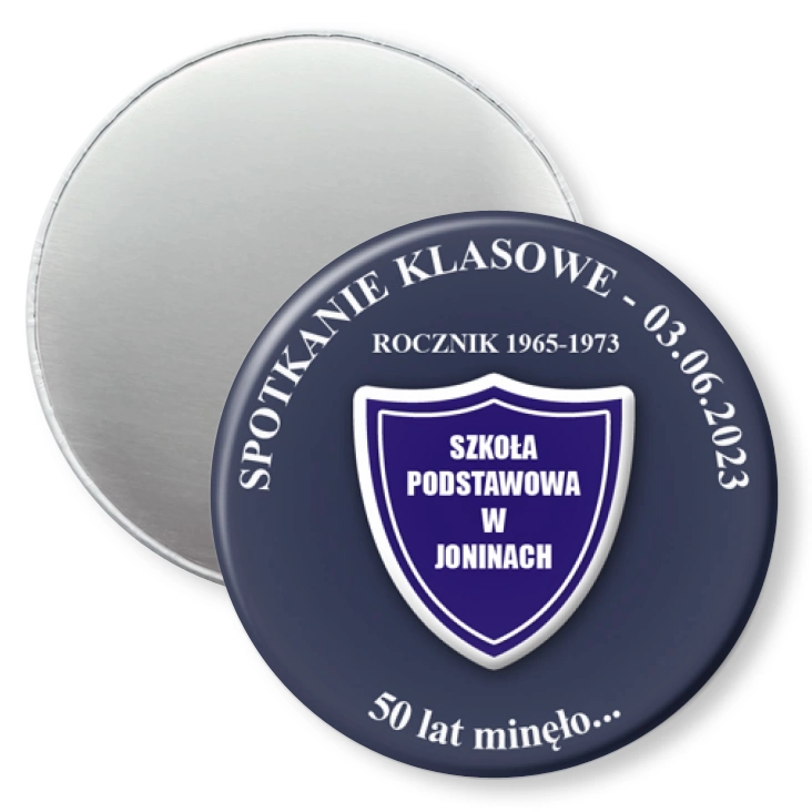 przypinka magnes Spotkanie klasowe po 50 latach SP w Joninach