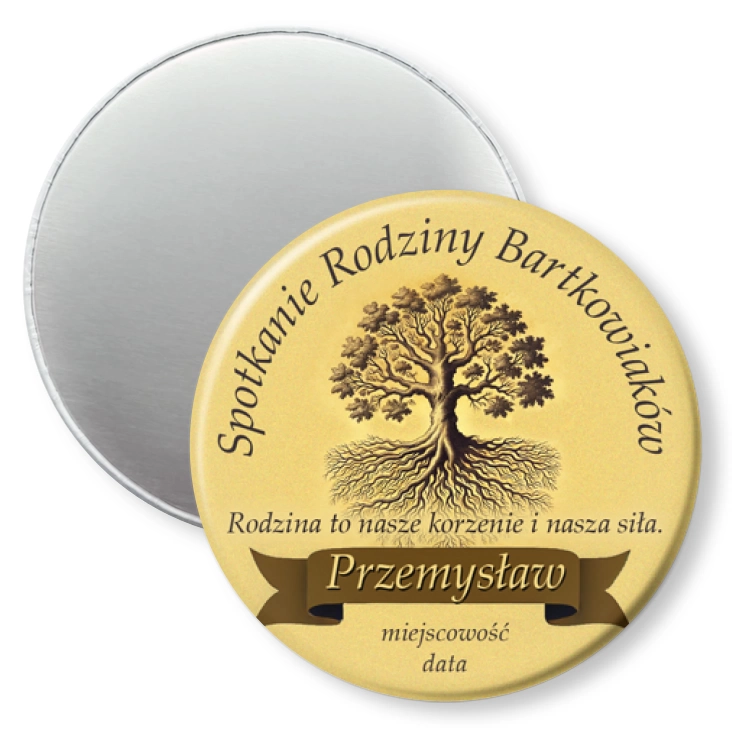 przypinka magnes Spotkanie rodziny z imieniem i dębem