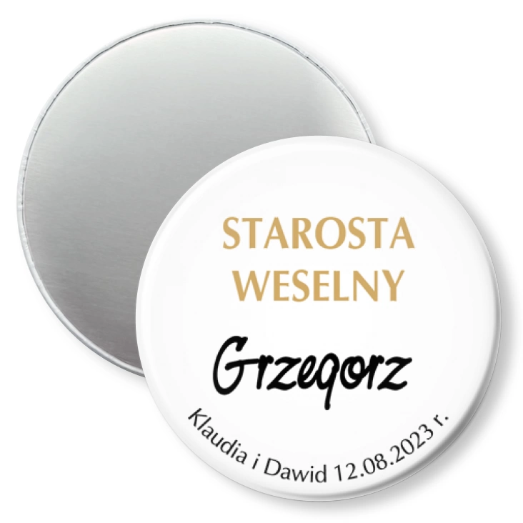 przypinka magnes Starostwa Weselny Grzegorz