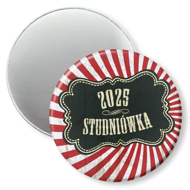 przypinka magnes Studniówka z motywem rozety