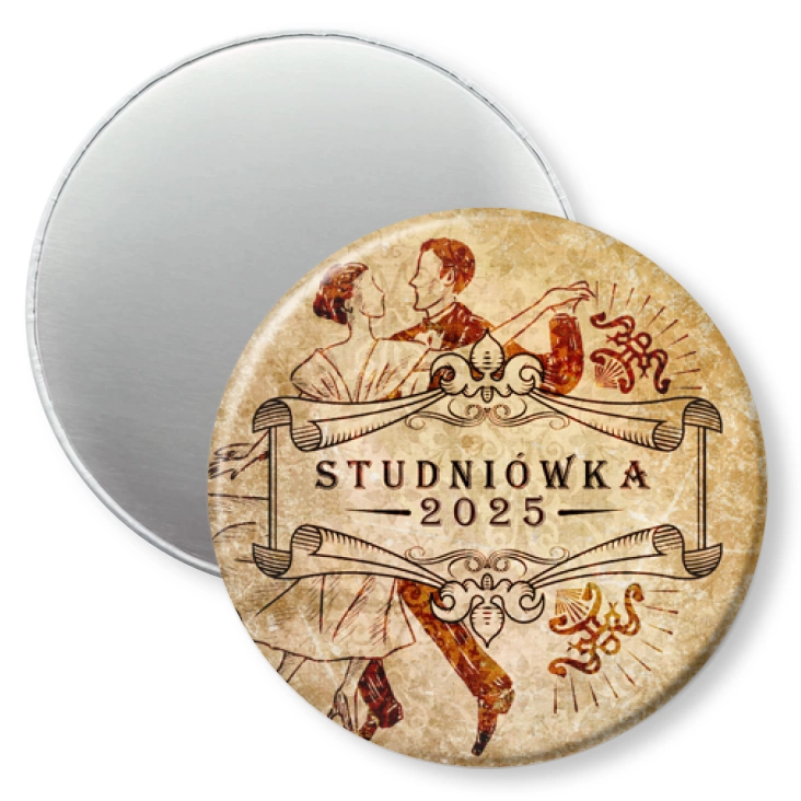 przypinka magnes Studniówka z rysunkową parą
