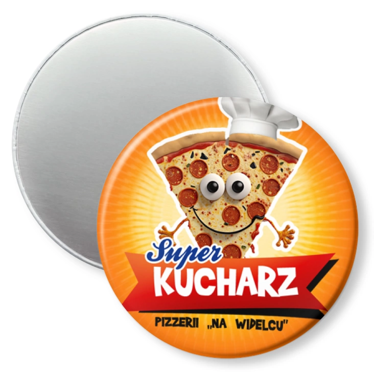 przypinka magnes Super Kucharz Pizzerii na Widelcu