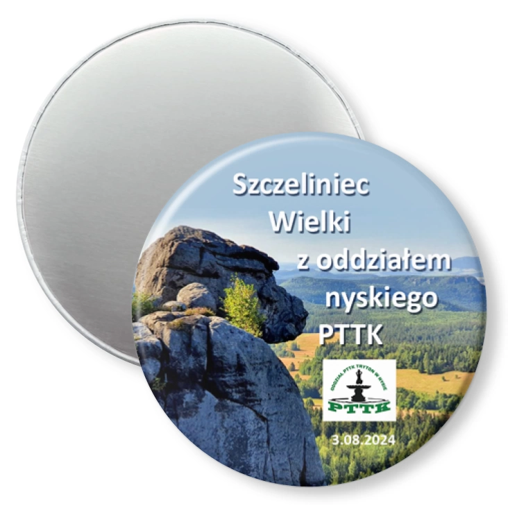 przypinka magnes Szczeliniec Wielki z oddziałem nyskiego PTTK