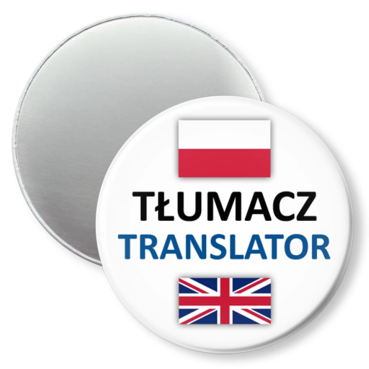 przypinka magnes Tłumacz polski angielski brytyjski