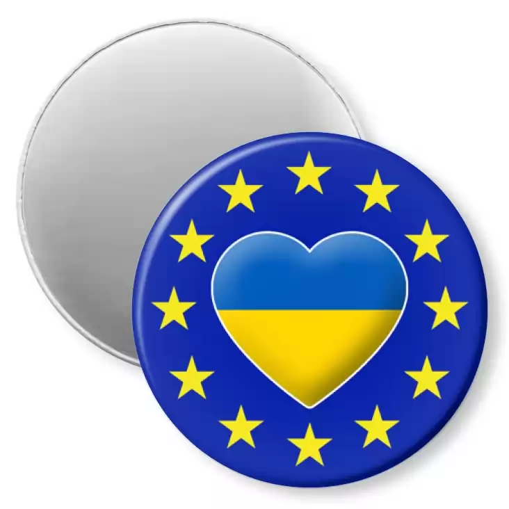 przypinka magnes Ukraina w gwiazdkach Unii Europejskiej