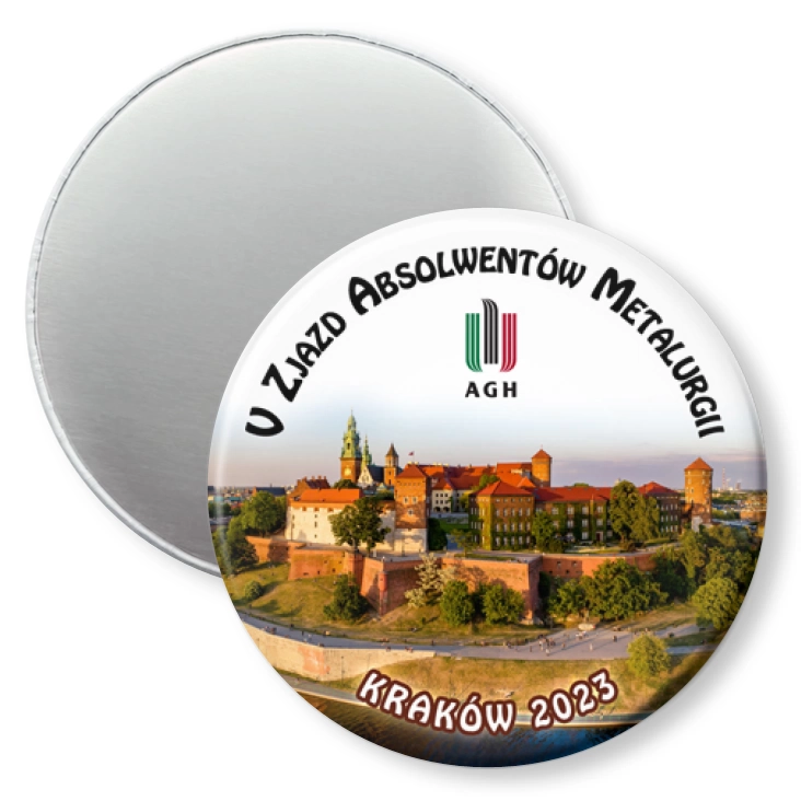 przypinka magnes V Zjazd Absolwentów Metalurgii Kraków 2023