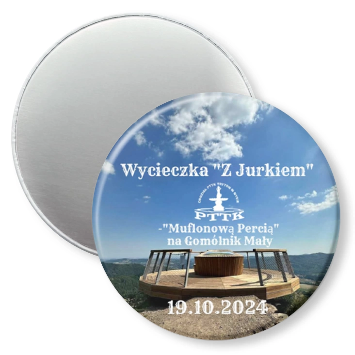 przypinka magnes Wycieczka z Jurkiem na Gomólnik Mały