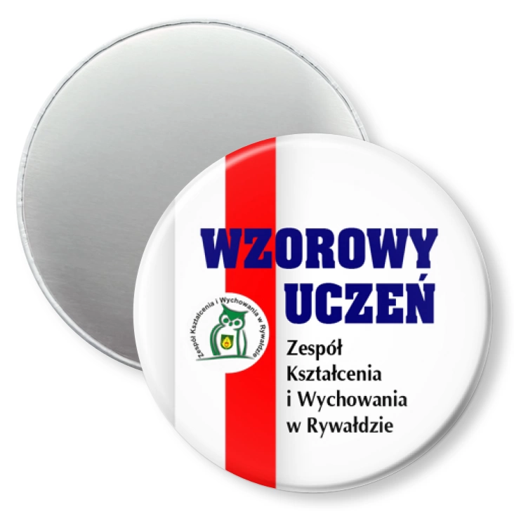 przypinka magnes Wzorowy Uczeń Zespół Szkół Kształcenia w Rywałdzie