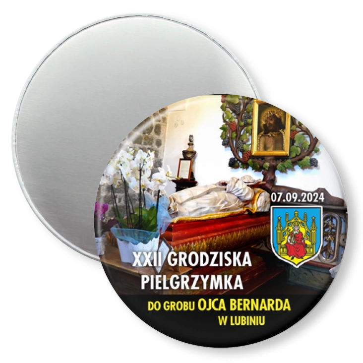 przypinka magnes XXII Grodziska Pielgrzymka do grobu ojca Bernarda w Lubiniu