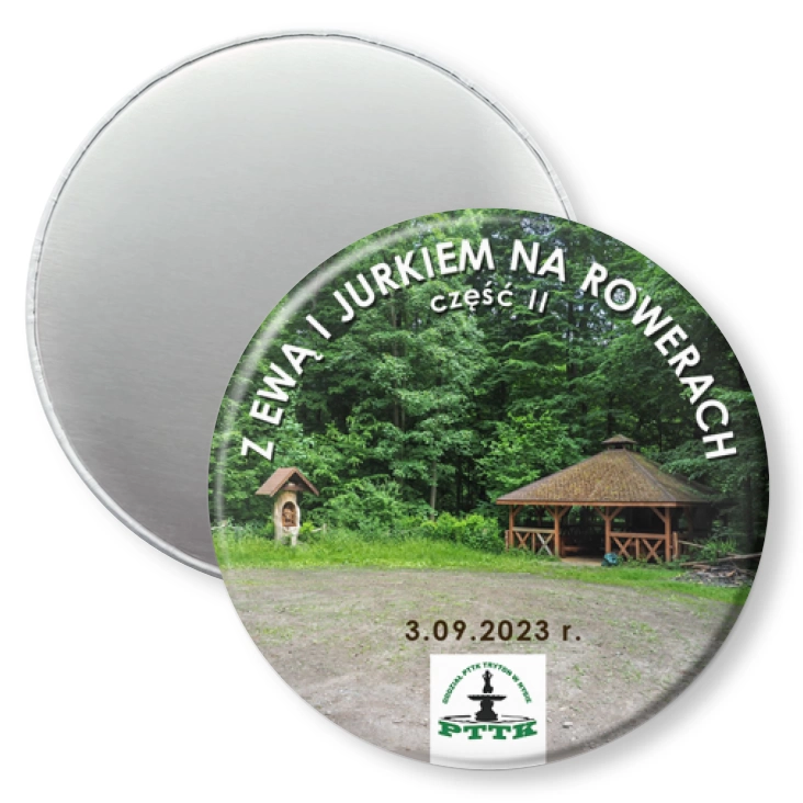 przypinka magnes Z Ewą i Jurkiem na rowerach część II