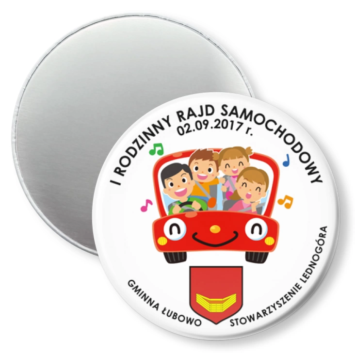 przypinka magnes 1 Rodzinny Rajd Samochodowy 2017