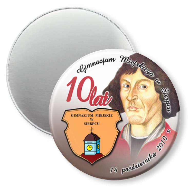 przypinka magnes 10 lat Gimnazjum Miejskiego w Sierpcu