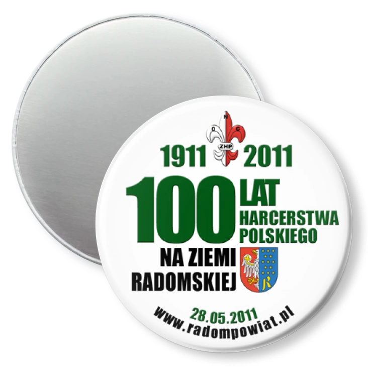 przypinka magnes 100 lat ZHP na ziemi radomskiej