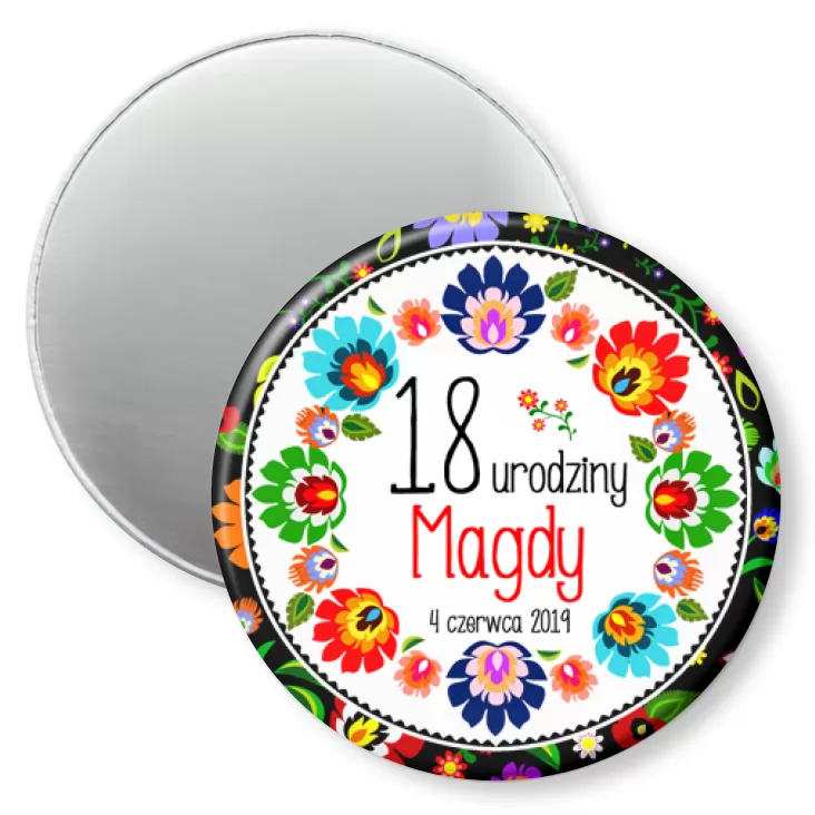 przypinka magnes 18 urodziny Magdy