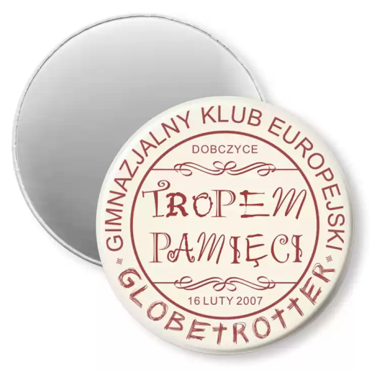 przypinka magnes Globetrotter - Gimnazjalny Klub Europejski w Dobrzycach 2007