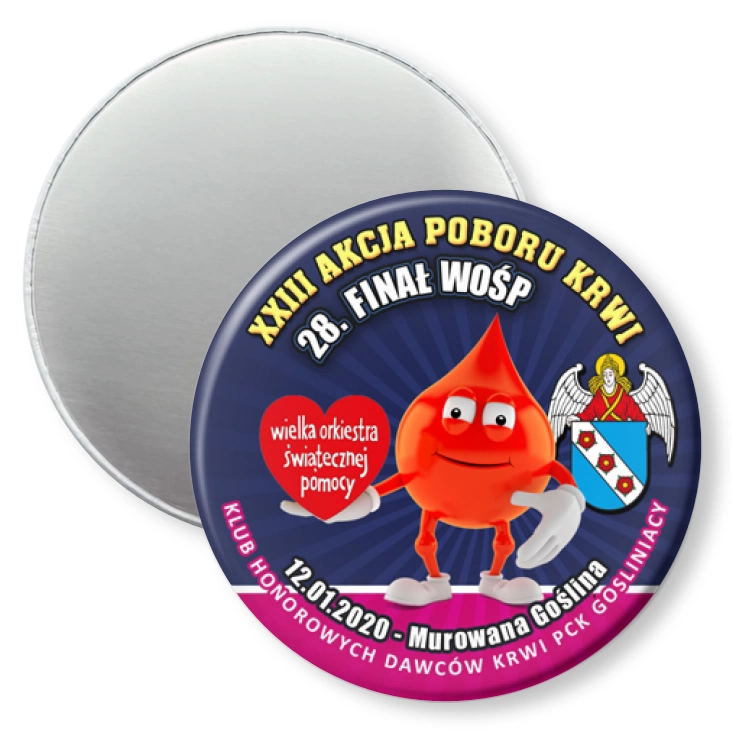 przypinka magnes Gośliniacy - XXIII Akcja Poboru Krw