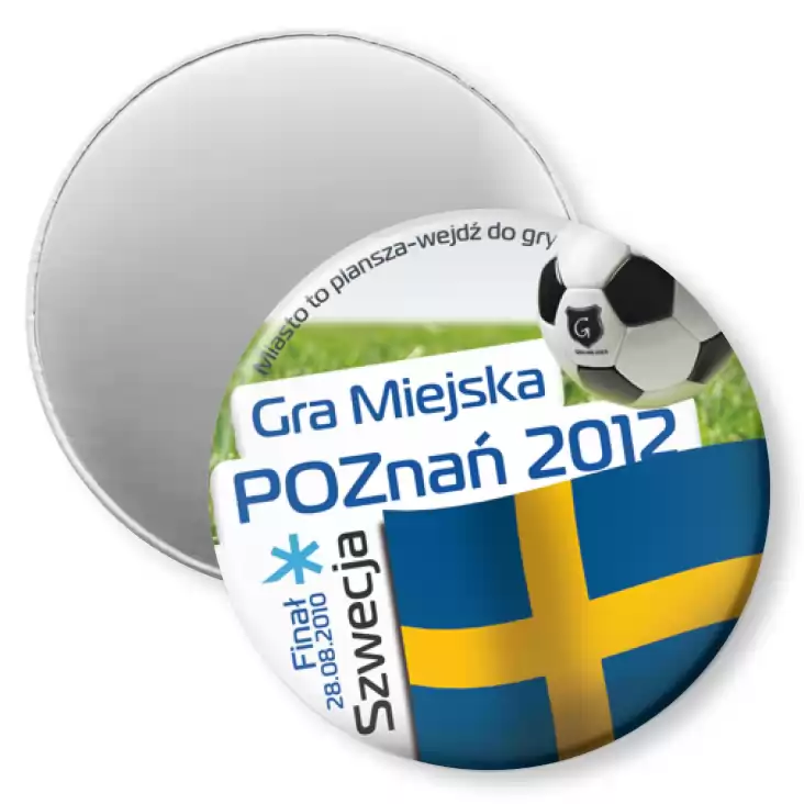 przypinka magnes Gra Miejska - Poznań 2012 - Szwecja