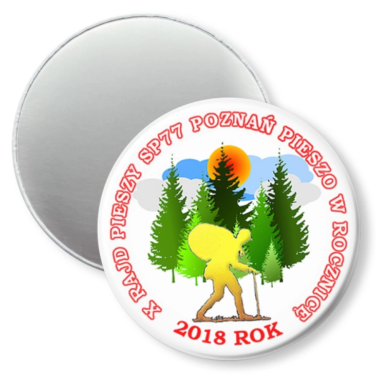 przypinka magnes X Rajd Pieszy SP 77 Poznań - 2018