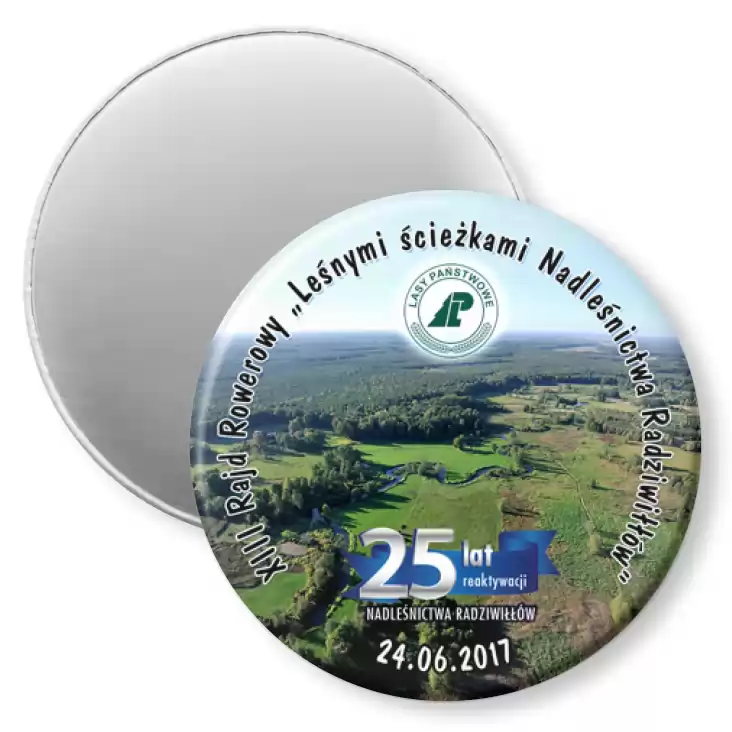 przypinka magnes XIII Rajd Rowerowy Leśnymi ścieżkami Nadleśnictwa Radziwiłłów 2017