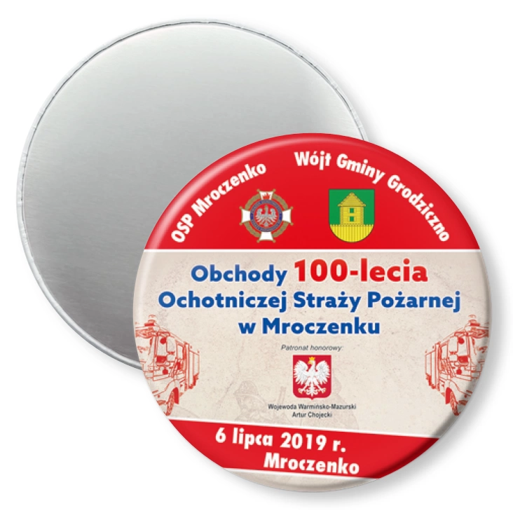 przypinka magnes Obchody 100-lecia OSP w Mroczenku