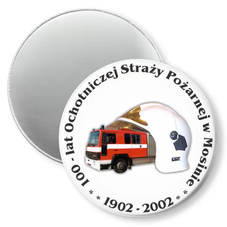 przypinka magnes 100-lat Ochotniczej Straży Pożarnej w Mosinie