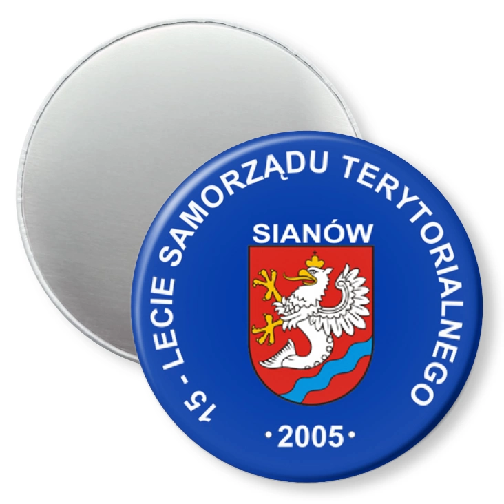 przypinka magnes 15-lecie Samorządu Terytorialnego Sianów