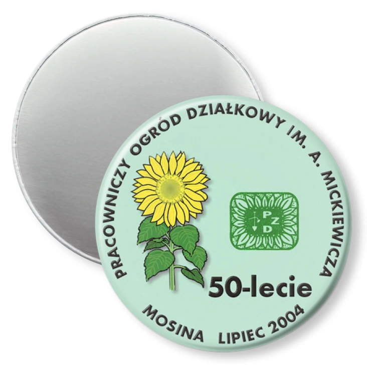 przypinka magnes 50-lecie Pracowniczego Ogrodu Działkowego