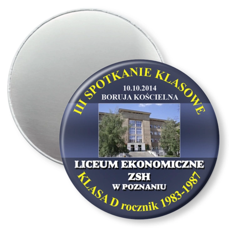 przypinka magnes III Spotkanie Klasowe LE ZSH w Poznaniu