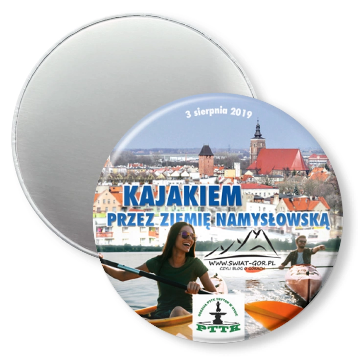 przypinka magnes Kajakiem przez ziemię namysłowską