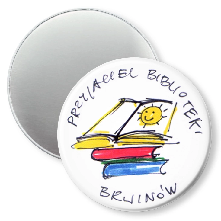 przypinka magnes Przyjaciel Biblioteki - Brwinów