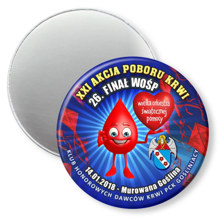 przypinka magnes Gośliniacy - XXI Akcja Poboru Krwi