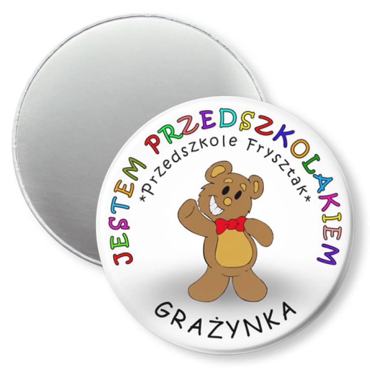 przypinka magnes Przedszkole Frysztak - misie