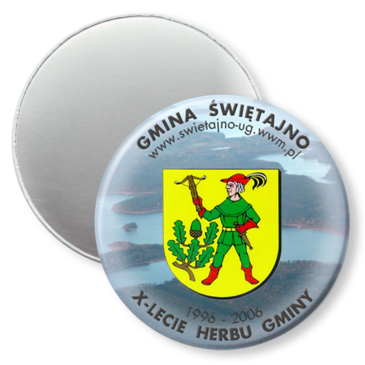 przypinka magnes X-lecie Herbu Gminy Świętajno