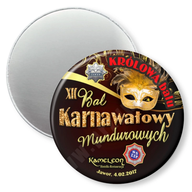 przypinka magnes XII Bal Karnawałowy Mundurowych