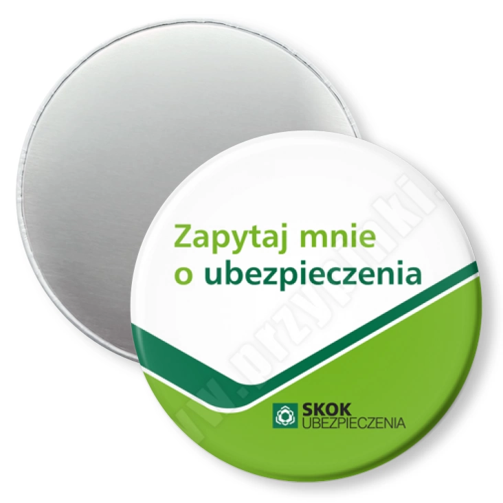 przypinka magnes Zapytaj mnie o ubezpieczenia